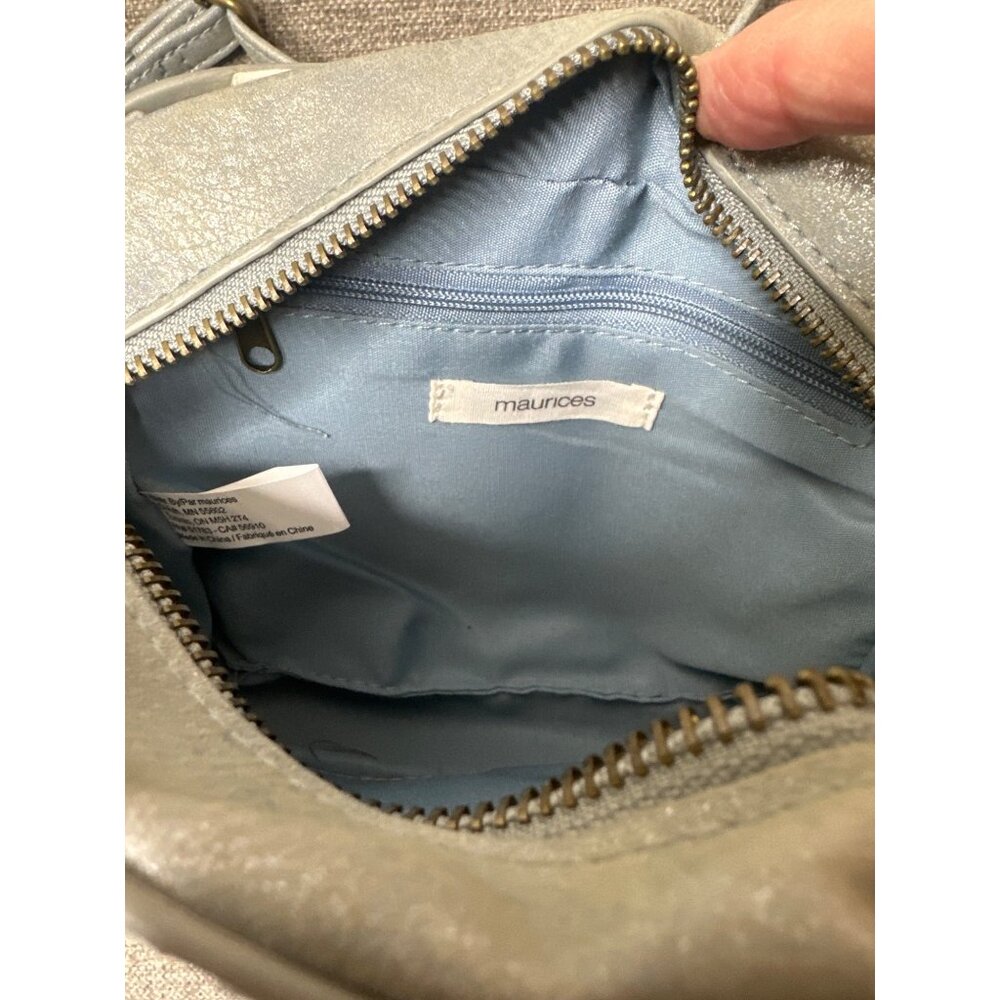 Maurices Light Blue Faux Leather Crossbody Handbag Purse Woven Detail Adj Strap - Picture 4 of 6
